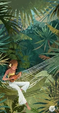 夏天，绿色，小清新，小女孩插画素材，清新夏日人物主题系列插画图集