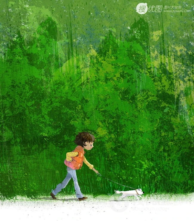 夏天，绿色，小清新，小女孩插画素材，清新夏日人物主题系列插画图集