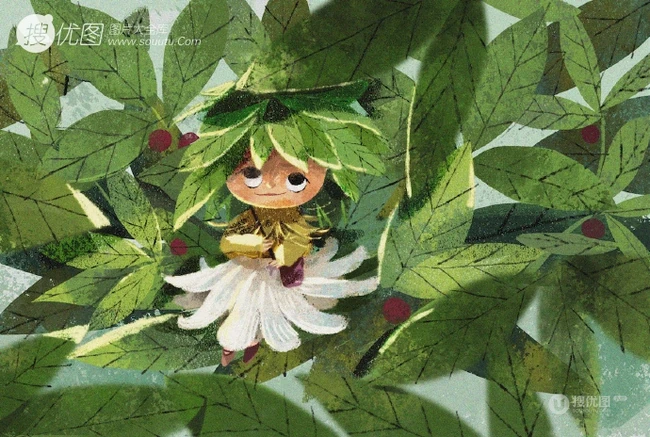 夏天，绿色，小清新，小女孩插画素材，清新夏日人物主题系列插画图集