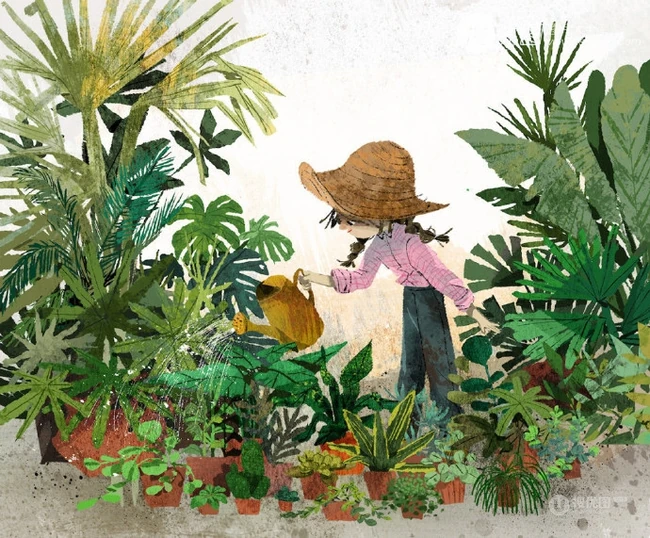夏天，绿色，小清新，小女孩插画素材，清新夏日人物主题系列插画图集