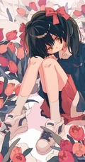 少女插画，花花草草和清新少女，夏日主题唯美清新少女户外插画美景