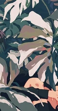 少女插画，花花草草和清新少女，夏日主题唯美清新少女户外插画美景