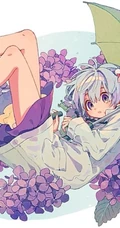 少女插画，花花草草和清新少女，夏日主题唯美清新少女户外插画美景