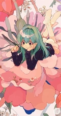 少女插画，花花草草和清新少女，夏日主题唯美清新少女户外插画美景