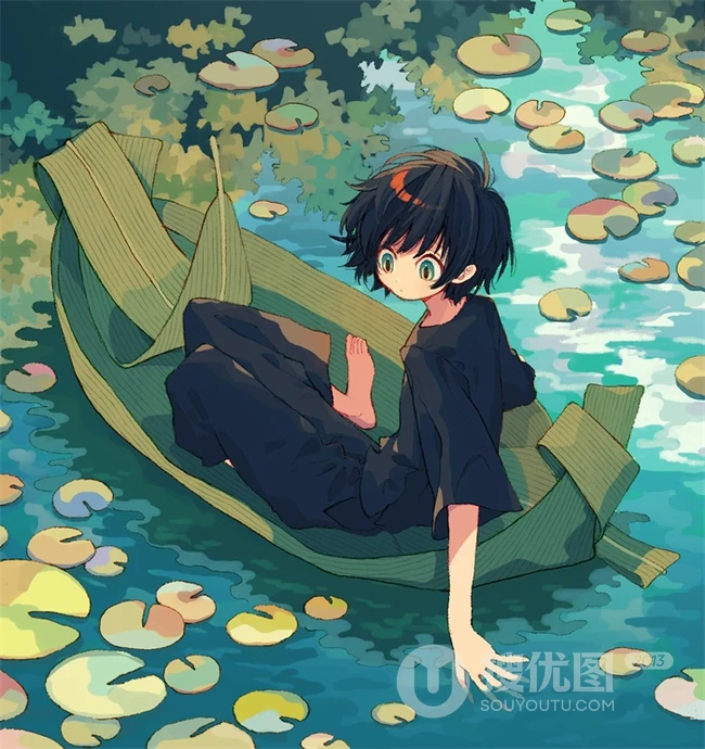 少女插画，花花草草和清新少女，夏日主题唯美清新少女户外插画美景