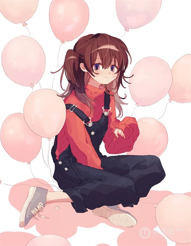 少女插画，花花草草和清新少女，夏日主题唯美清新少女户外插画美景