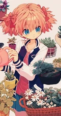 少女插画，花花草草和清新少女，夏日主题唯美清新少女户外插画美景