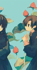 少女插画，花花草草和清新少女，夏日主题唯美清新少女户外插画美景