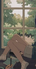 少女插画，花花草草和清新少女，夏日主题唯美清新少女户外插画美景