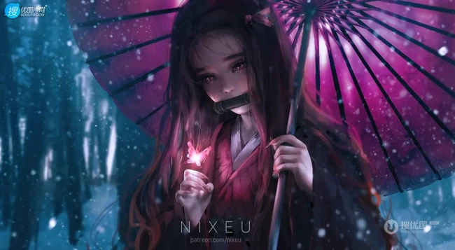 和鬼刀画风很像的一组精美动漫人物美图图集，画师NIXEU作品欣赏