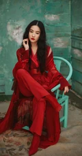 刘亦菲《花木兰》宣传写真，古典古典装红衣着身，一展飒爽英姿