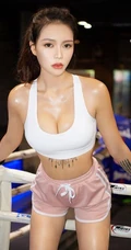 擂台上的气质拳击女生梦娜紧身背心短裤着身尽显匀称身材写真美图