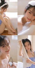 洗泡泡浴的女孩，清纯可人女生浴室浴缸清透沐浴写真图片