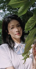 白鹿清新JK制服装扮现身户外玩吹泡泡相机童心十足写真图片