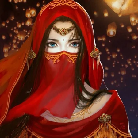 古风红衣女子唯美插画图片，一袭红衣，翩若惊鸿，太美啦