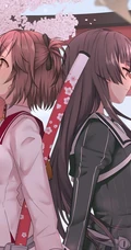 背靠背的动漫少女闺蜜美图，二次元动漫少女背靠背唯美插画图集