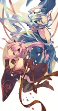 背靠背的动漫少女闺蜜美图，二次元动漫少女背靠背唯美插画图集