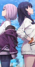 背靠背的动漫少女闺蜜美图，二次元动漫少女背靠背唯美插画图集