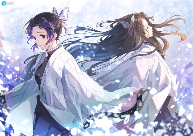背靠背的动漫少女闺蜜美图，二次元动漫少女背靠背唯美插画图集
