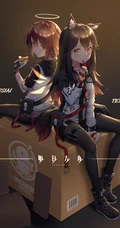 背靠背的动漫少女闺蜜美图，二次元动漫少女背靠背唯美插画图集