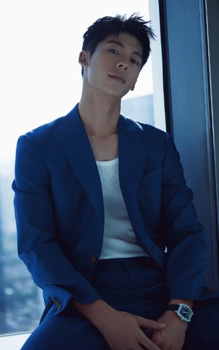 台湾帅哥许光汉西装搭白色背心室内儒雅绅士范儿写真图片