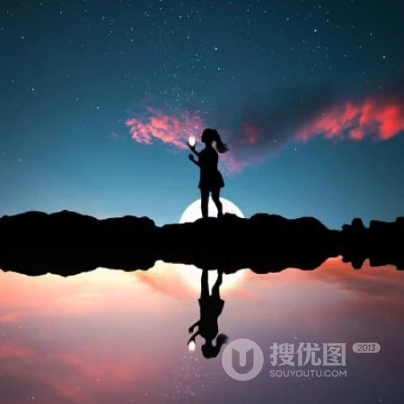 橙红的云，黄昏的天，孤单的人，超美的景色，人物风景qq头像图片