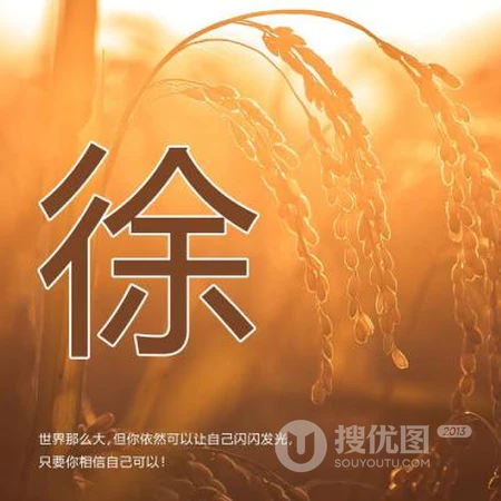 好看的姓氏头像，以暖色稻谷为背景的带字多种姓氏头像图片