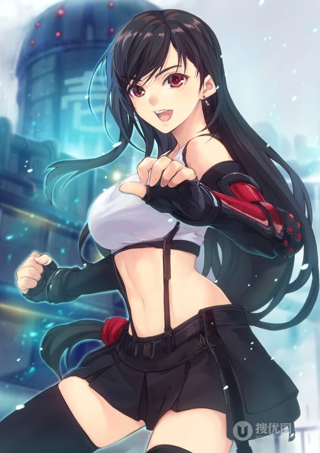 同人插画拳击少女美图，哇 好凶！