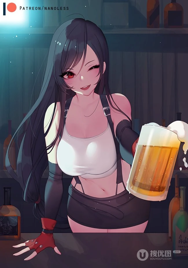 同人插画拳击少女美图，哇 好凶！