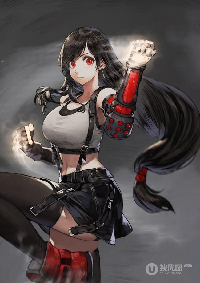 同人插画拳击少女美图，哇 好凶！