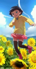 向日葵主题动漫二次元少男少女唯美插画图片