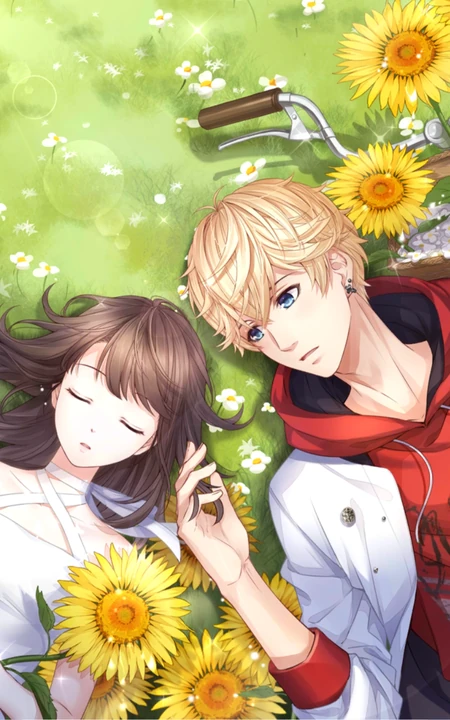 向日葵主题动漫二次元少男少女唯美插画图片