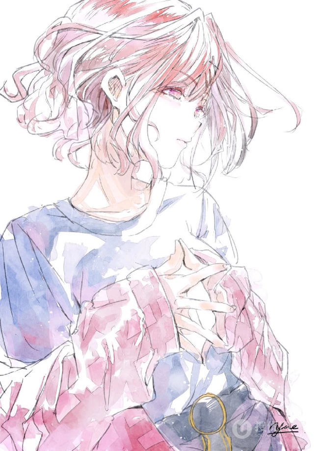画风细腻，线条感十足的纯手绘女生，少女插画手稿美图