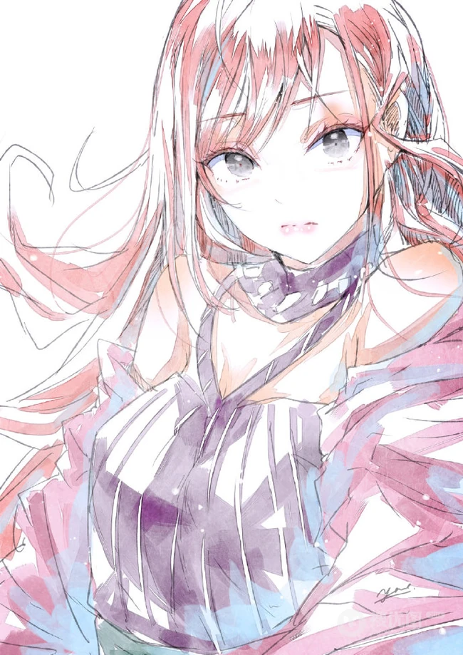 画风细腻，线条感十足的纯手绘女生，少女插画手稿美图