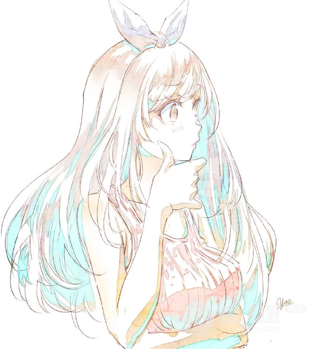画风细腻，线条感十足的纯手绘女生，少女插画手稿美图