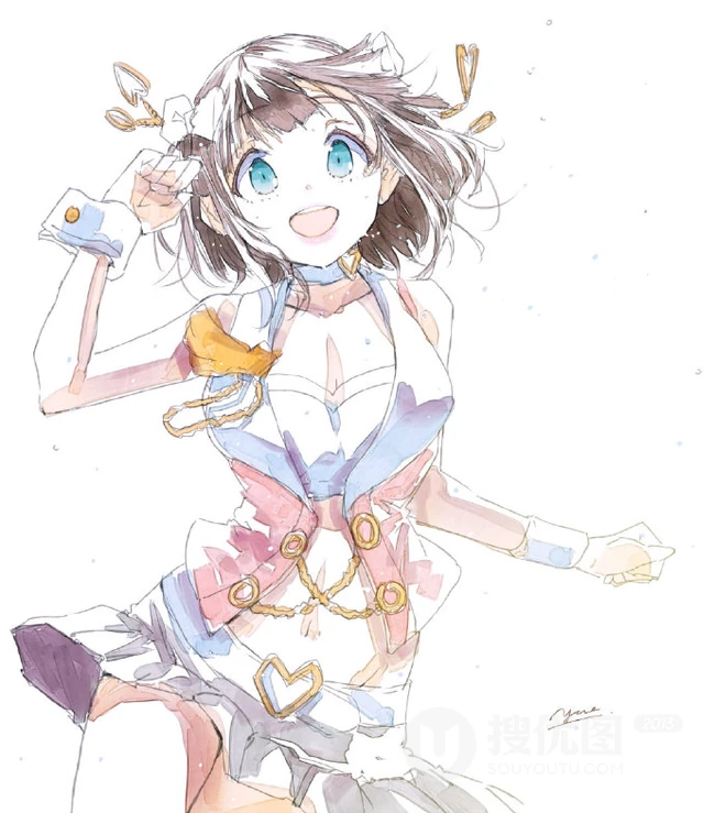 画风细腻，线条感十足的纯手绘女生，少女插画手稿美图