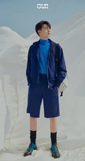帅哥官鸿一袭蓝色look休闲装短裤品质感十足写真图片