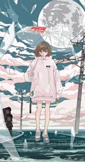 治愈系动漫少女插画，展现城市少女与各种动物，以及自然之间的和谐美好