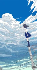 治愈系动漫少女插画，展现城市少女与各种动物，以及自然之间的和谐美好