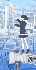 治愈系动漫少女插画，展现城市少女与各种动物，以及自然之间的和谐美好