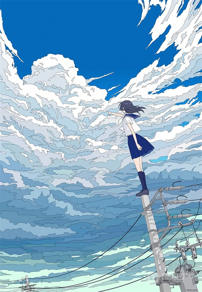 治愈系动漫少女插画，展现城市少女与各种动物，以及自然之间的和谐美好