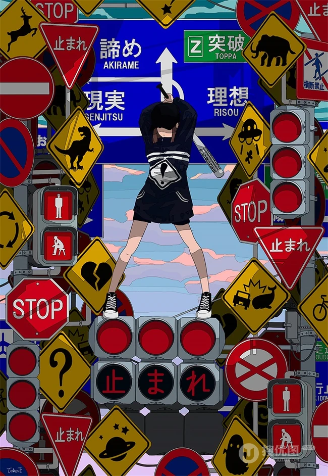 治愈系动漫少女插画，展现城市少女与各种动物，以及自然之间的和谐美好