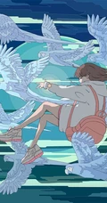 治愈系动漫少女插画，展现城市少女与各种动物，以及自然之间的和谐美好