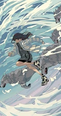 治愈系动漫少女插画，展现城市少女与各种动物，以及自然之间的和谐美好