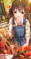 亲自下厨做饭的二次元制服围裙装动漫少女高清插画图片
