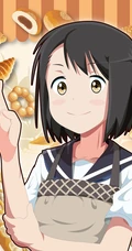 亲自下厨做饭的二次元制服围裙装动漫少女高清插画图片