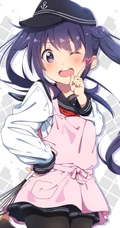 亲自下厨做饭的二次元制服围裙装动漫少女高清插画图片