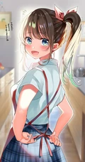 亲自下厨做饭的二次元制服围裙装动漫少女高清插画图片