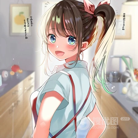 二次元动漫少女头像，围着围裙的动漫女生好看高清可爱头像图片
