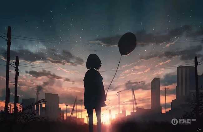 月光下的小女孩，背影插画美图，为什么会给人伤感，孤单的感觉呢？